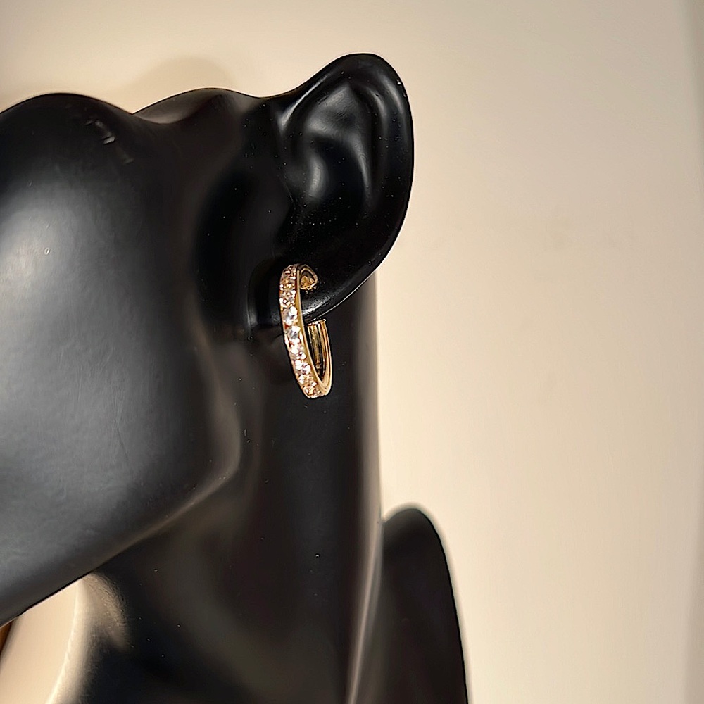 14KT Yellow Gold Channel Set CZ Hoop Earrings